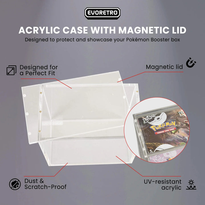 Protecteur Acrylique Transparent 5mm Avec Couvercle Magnétique - Evoretro - Pour Booster Box