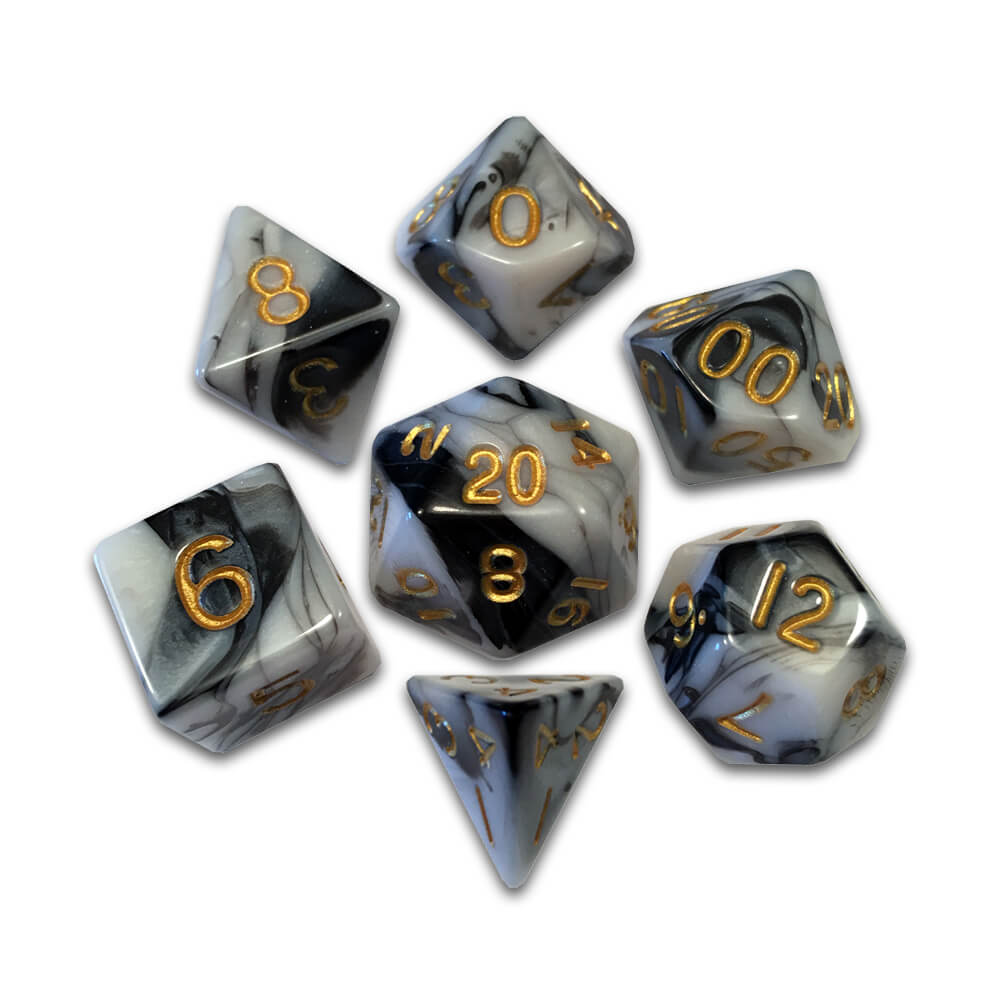 Jeu de 7 dés en acrylique 16mm