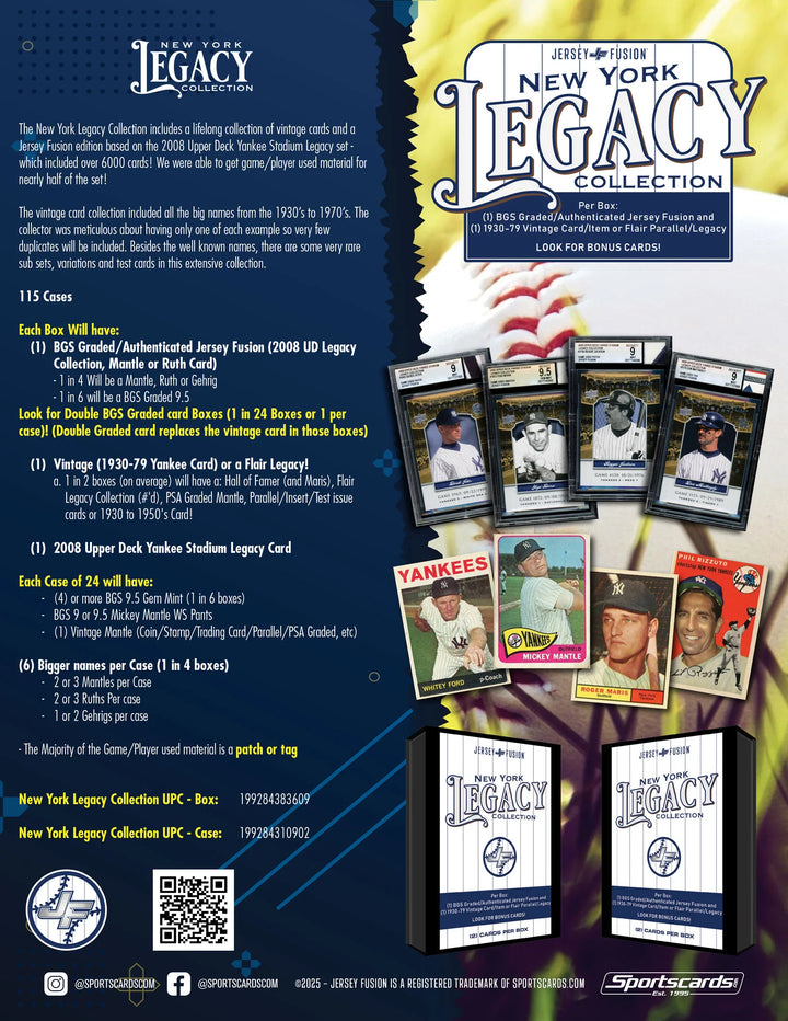 2025 Jersey Fusion New York Legacy Collection Baseball Hobby Box
