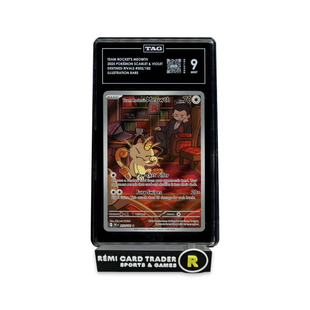 POKÉMON 2025 TEAM ROCKET'S MEOWTH (DESTINED RIVALS) #203 TAG MINT 9
