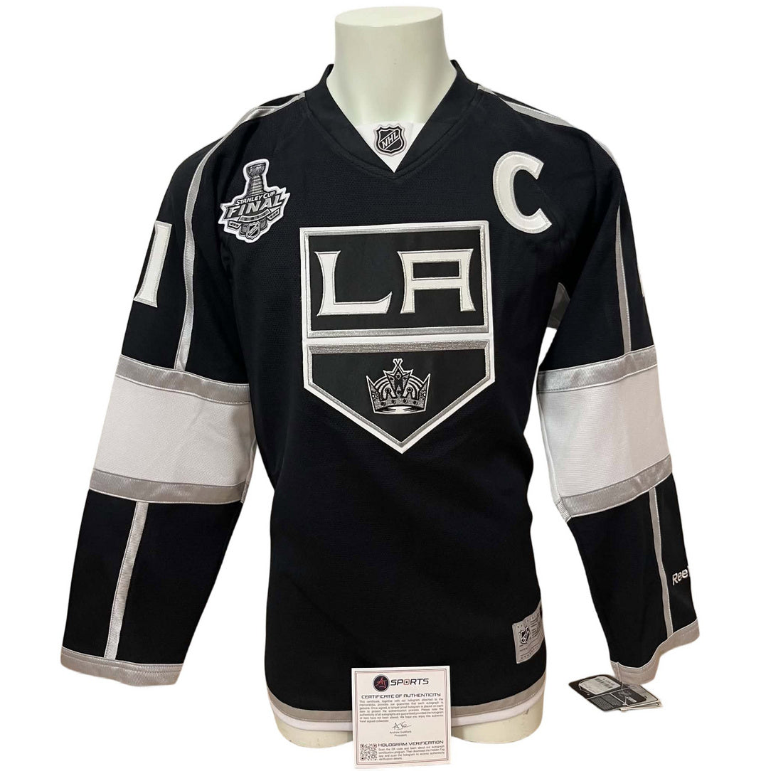 Chandail officiel Reebok signé - Anze Kopitar domicile avec patch Coupe Stanley 2014, COA AJS