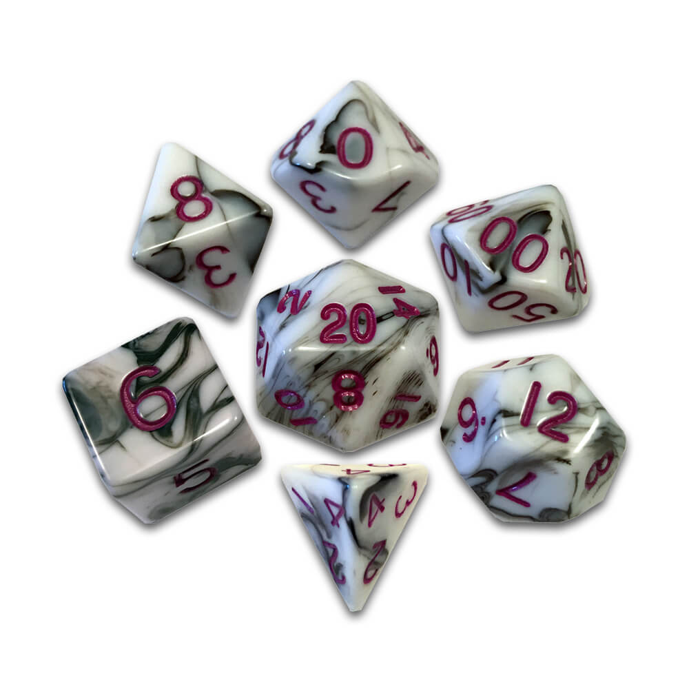 Jeu de 7 dés en acrylique 16mm