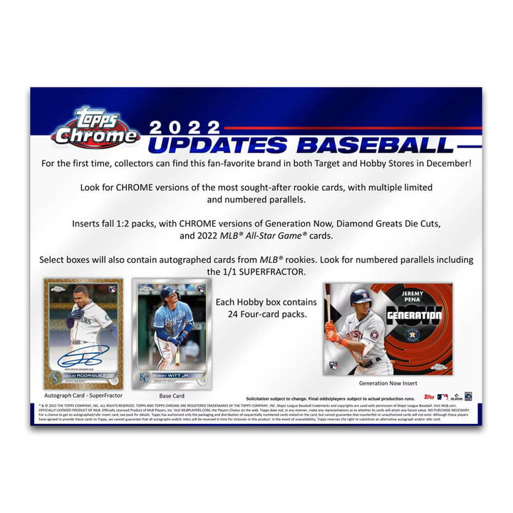 2022 Topps Chrome Update Series Baseball Hobby Box
